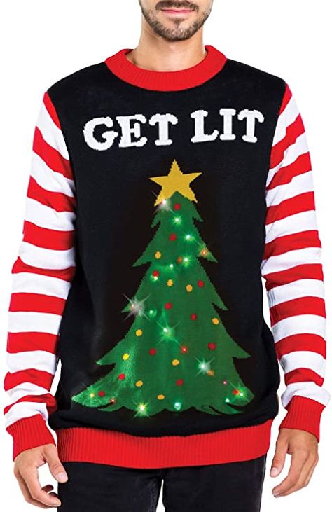 Light Up Christmas Sweater, Elf Man, Mens Ugly Christmas Sweater, Christmas Tree Sweater, Tipsy Elves, Tree Sweater, Christmas Ugly Sweater, Ugly Christmas Sweater Funny, Christmas Sweater Men