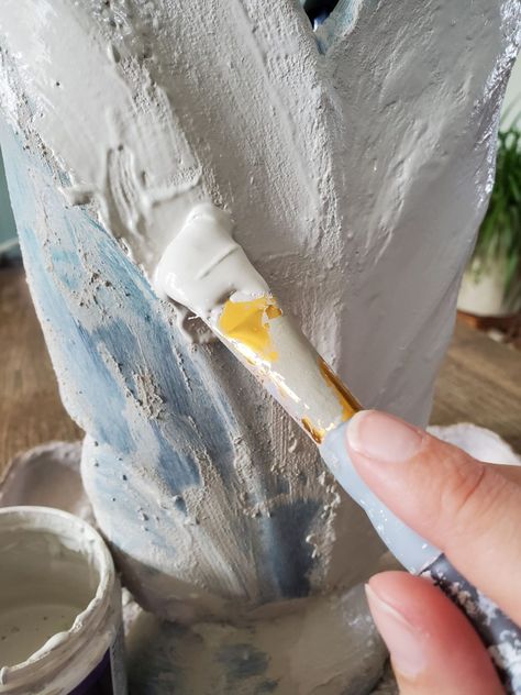 Faux Pottery Diy, Faux Pottery, Painting Vases, Marshmallow Sauce, Diy Chalk Paint Recipe, Concrete Paint, Textured Paint, Texture Medium, Concrete Diy Projects