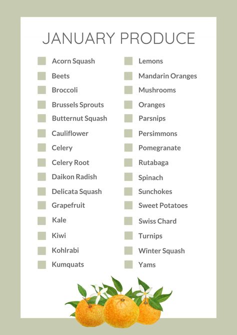 January seasonal produce graphic. Fruits And Vegetables In Season, Vegetables In Season, Seasonal Eating, Sweet Potato Kale, Whats In Season, Kabocha Squash, Delicata Squash, Seasonal Produce, Eat Seasonal