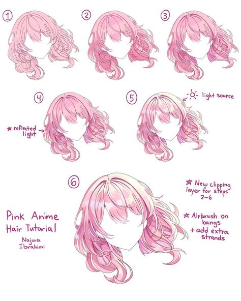 Colouring Hair Digital, Anime Hair Painting Tutorial, Art Help Tutorials, How To Draw Shading, How To Color Anime Hair, How To Shade Anime Hair, Anime Hair Shading Tutorial, How I Shade Hair, Hair Coloring Drawing