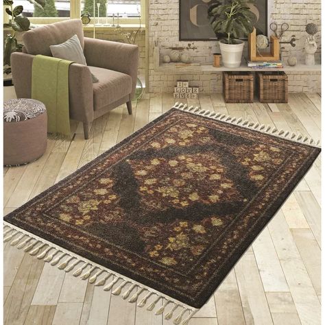 Astoria Grand Makaila Oriental Kilim 2.7' x 4.11' Brown/Black Area Rug | Wayfair Dark Academia Aesthetic Room Decor, Dark Academia Aesthetic Room, Craftsman Modern, Kilim Living Room, Redecorating Ideas, Hall Carpet, Room Of One's Own, Apartment Bedroom, Living Room Collections