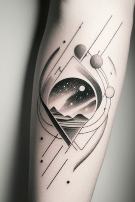 Simple Space Themed Tattoos: Out-of-this-world Inspiration Space Theme Tattoo, Outer Space Tattoo, Space Themed Tattoos, Universe Tattoos, Outer Space Tattoos, Tattoo Space, Cosmic Tattoo, Solar System Tattoo, Themed Tattoos