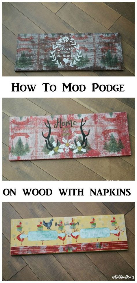 how-to-make-rustic-signs-with-napkins-mod-podge-and-stenciled-with-debbiedoos-custom-stencil-line Modge Podge Napkins, Modge Podge Napkins Ideas, How To Mod Podge, Napkins Ideas, Mod Podge On Wood, Mod Podge Pictures, Mod Podge Projects, Diy Mod Podge, Plastic Dinosaurs