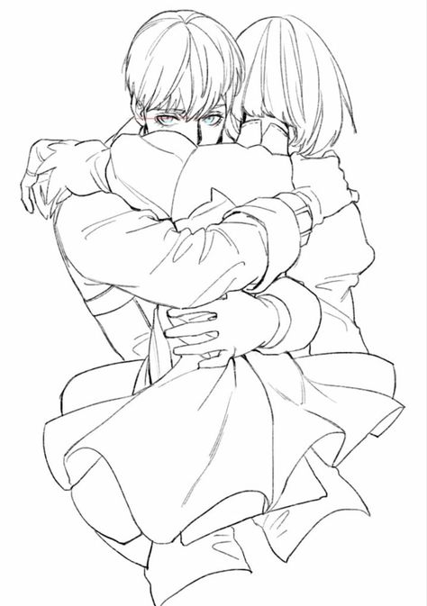 Hug Pose, Hugging Drawing, 캐릭터 드로잉, Couple Drawings, 영감을 주는 캐릭터, Art Poses, Anime Poses Reference, Drawing Poses, Drawing Reference Poses