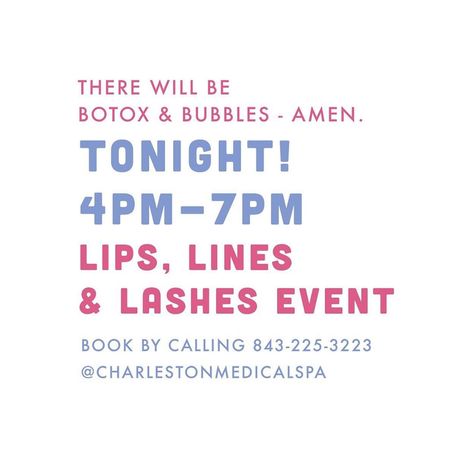 Charleston Medical Spa on Instagram: “Yes y’all! Come and see us for our Pre Mother’s Day event Tonight! 💕 $75 off Fillers, $155 Latisse 5ml Kits, $11 Per Unit Botox or $10 Per…” Spa Lobby, Medical Spa, Come And See, Lobby, Charleston, Mother’s Day, Special Events, Spa, Medical