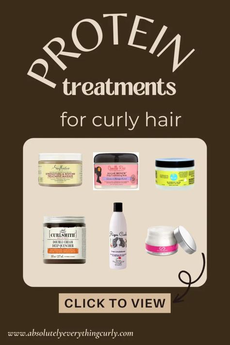 Protein treatments for curly hair Protein For Hair Curls, Damaged Curly Hair Repair, Repair Curly Hair, Top Curly Hair Products, Damaged Curly Hair, Healthy Cuticles, High Porosity Hair, Frizzy Curly Hair, Hair Protein