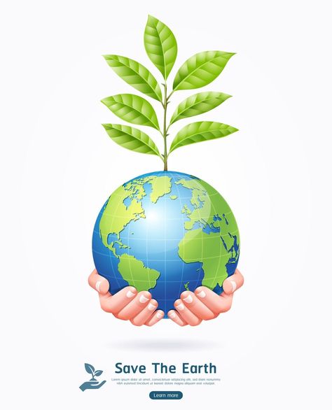 Save the earth concept. Earth with tree in hands vector illustration. Hands Vector Illustration, Tree Of Life Logo, Earth Vector, Hands Vector, Earth Logo, Planet Vector, Nature Symbols, Earth Drawings, Tree Logo Design