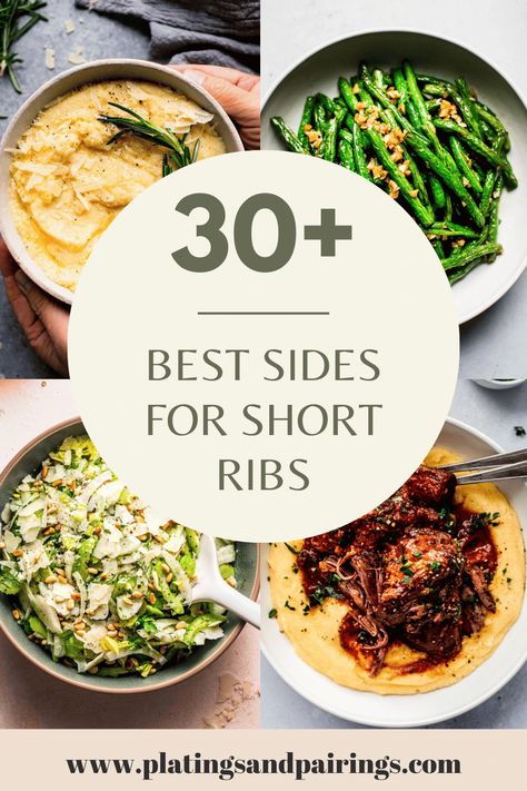 Wondering what to serve with short ribs for dinner? Look no further! I’ve got you covered with this handy guide. So, you can find the perfect side dish to complete your elegant short rib dinner in a hurry. Short Ribs Christmas Dinner, Braised Short Ribs Side Dishes, Short Rib Plating Ideas, Beef Short Ribs Side Dish, Side Dishes For Korean Short Ribs, Sides For Korean Short Ribs, What To Serve With Short Ribs, Side Dishes For Short Ribs, Short Rib Dinner Ideas