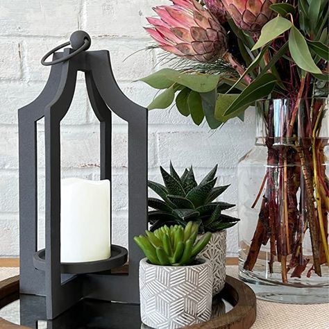 Amazon.com: CIBENI Farmhouse Lantern Candle Holder - 15" Incl Ring - Indoor Outdoor Decorative Lanterns for Home Decor - Farmhouse Candle Holders for Pillar Candles Modern Lantern Decorative Farmhouse Style : Home & Kitchen White Lantern Decor, Wood Lanterns, Modern Lantern, Farmhouse Mantle Decor, Farmhouse Candle Holders, Diy Lantern, Farmhouse Candle, Decorative Lanterns, Outdoor Candle Holders