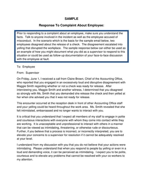 Sample Response To Complaint Letter On Employee - How to write a Response to Complaint Letter on Employee? Download this Sample Response to Complaint Letter on Employee template now! Complaint Letter Format, Response To Complaint Letter, Eeoc Complaint, Formal Complaint Letter, Reference Letter For Employee, Employee Complaints, English Letter Writing, Work Email, English Letter