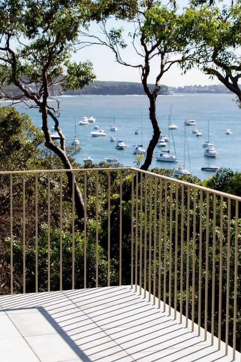 BALMORAL | POLLY HARBISON Deck Balustrade Ideas, Garage Fence, Balmoral House, Iron Railings Outdoor, Exterior Handrail, Balustrade Design, Steel Railing Design, Steel Balustrade, Terrace Garden Ideas