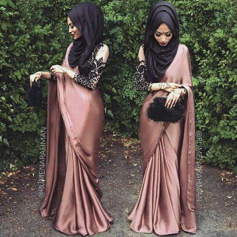 30 Latest Eid Hijab Styles With Eid Dresses-2019 Eid Fashion Saree With Hijab, Eid Fashion, Baju Kahwin, Velvet Saree, Muslim Style, Eid Outfits, Salwar Kamiz, Mode Abaya, Eid Dresses