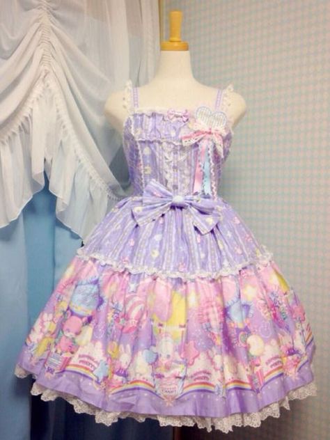 Cotton candy shop angelic pretty Vestido Charro, Japanese Lolita Fashion, Lolita Outfits, Elegant Gothic, Pastel Fashion, Kawaii Fashion Outfits, Kawaii Dress, Pretty Clothes, Japanese Street Fashion