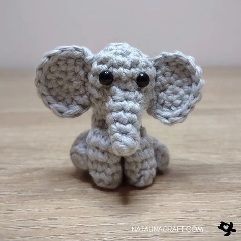 Mini Elephant Crochet Pattern - Natalina Craft Tiny Crochet Elephant, Easy Crochet Elephant Pattern Free, Free Crochet Elephant Pattern, Easy Crochet Toys, Crochet Elephant Pattern Free, Elephant Crochet Pattern, Rattle Crochet, Crochet Elephant Pattern, Rabbit Crochet