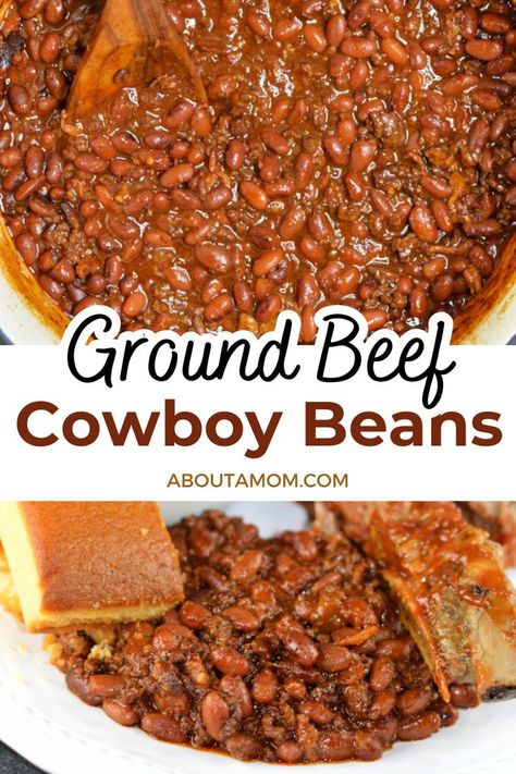 Saddle up and get ready to enjoy a hearty and delicious meal with this ground beef cowboy beans recipe! This classic dish is loaded with protein and flavor, making it the perfect comfort food for any occasion. Cowboy Beans Recipe, Pork And Beans Recipe, Beans Recipe Crockpot, Beans In Crockpot, Pinto Bean Recipes, Bbq Beans, Cowboy Beans, Bean Recipe, Pork N Beans