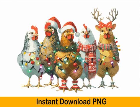 Farm Illustration, Winter Farm, Chicken Png, Chicken Christmas, Christmas Chicken, Christmas Craft Ideas, Kawaii Pig, Celebrating Christmas, Postcard Art