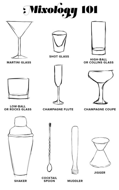 Mixology 101: A Glossary of Terms - Entertaining Idea of the Day - Lonny New Bartender Tips, Bar Tending 101, Mixology Party Ideas, Bartending 101 Cheat Sheets Drink Recipes, Bartending 101 Cheat Sheets, Bartender Equipment, Bartender 101, Bartender Tips, Bartending Basics