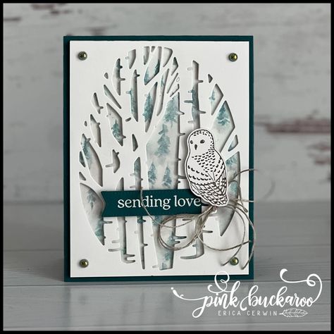 Stampin Up Winter Birthday Card Ideas, Michelle Zindorf Cards, Polar Bear Christmas Cards, Winter Owls, Pink Buckaroo Designs, Winter Owl, Owl Card, Nature Card, Beautiful Christmas Cards