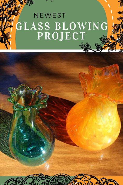 These glass blowing vases collections are totally new and fun to have! You can have this as examples for your next glass blowing projects! Enjoy! Glass Blowing Beginner, 54th Anniversary, Art Glass Lighting, Gold Vase, Gold Vases, Crafts To Try, Glass Art Sculpture, Orange And Yellow, Crystal Collection