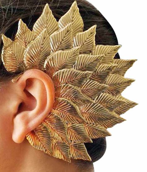 Via Mazzini Mohawk Gold Leaf Ear Cuff Earring, http://www.snapdeal.com/product/belleza-fohawk-leaf-golden-ear/26289074 Leaf Ear Cuffs, Amazon Jewelry, Leaf Earring, Cuff Earring, Gold Ear Cuff, Ear Cuff Earings, Cz Necklace, Fancy Party, Antique Necklace