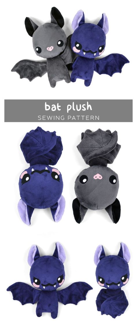 DIY Fabric Bat Plush Free Sewing Patterns | Fabric Art DIY Halloween Sewing Projects, Bat Plush, Diy Sy, Halloween Sewing, Animal Sewing Patterns, Plushie Patterns, Sewing Stuffed Animals, Costura Diy, Plush Pattern