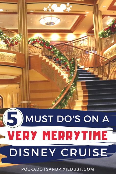 5 Must Do's on a Very Merrytime Disney Christmas Cruise! Everything we love about Christmas at Sea with Disney Cruise Line #disneycruiseline #christmascruise Disney Dream Merrytime Cruise, Disney Very Merrytime Cruise, Christmas Disney Cruise Shirts Family, Disney Very Merry Christmas Cruise, Very Merry Time Disney Cruise, Disney Cruise Merrytime, Disney Cruise Line Christmas Door Decorations, Disney Wish Christmas Cruise, Very Merrytime Disney Cruise