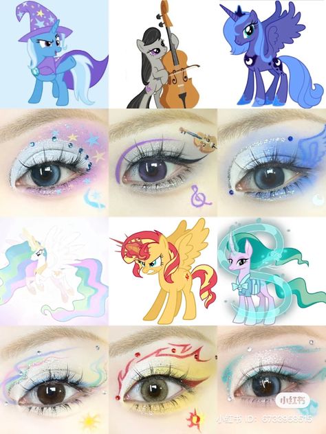 Mlp Nail Art, Rarity Makeup, Mlp Inspired Outfits, Mlp Hair Ideas, Rainbow Dash Makeup, Mlp Makeup, My Little Pony Makeup, Cadence Mlp, Mlp Nails