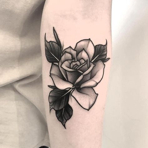 Perfect black and grey rose tattoo inked on the left forearm Grey Rose Tattoo, Rose Bud Tattoo, Black And Grey Rose Tattoo, Realistic Rose Tattoo, Black And Grey Rose, Traditional Tattoo Flowers, Small Rose Tattoo, Black Rose Tattoos, Omerta Tattoo