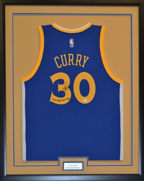 Framed Jersey of 2014 MVP #StephCurry of the #GoldenStateWarriors #FramedJersey #JerseyFraming Basketball Jersey Frame, Framed Basketball Jersey, Jersey Frame, Steph Curry Jersey, Diy Basketball, Nba Stephen Curry, Warrior Drawing, Warriors Basketball, Framed Jersey