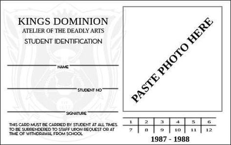 Easily create your own Kings Dominion ID card and show your school spirit! Kings Dominion Deadly Class Aesthetic, Id Template, Kings Dominion, Inspector Calls, Marcus Lopez, Best Riddle, Character Analysis, Wattpad Stories, Music Mood