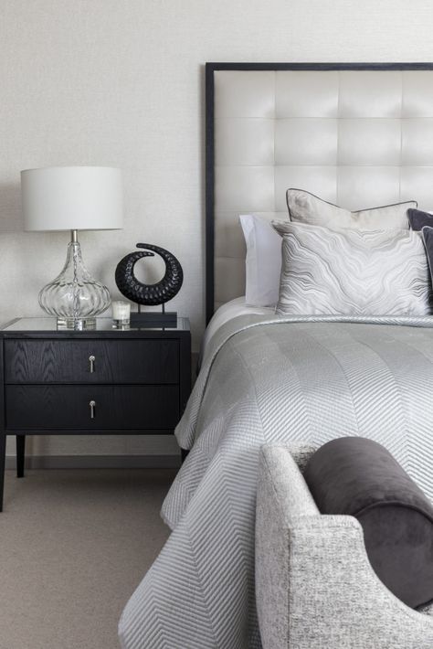 Master Suite has a soft neutral colour palette, which creates an elegant calm place for our client’s to relax in. Boston Townhouse, Taupe Bedroom, Calm Place, Modern Parisian, House Portugal, English Cottage Decor, Luxury Hotel Room, Black Interior Design, Luxury Bedroom Master