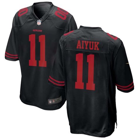 Brandon Aiyuk Limited Alternate Black 49ers Jersey for Man Check more at https://nike49ersnflstore.com/brandon-aiyuk-limited-alternate-black-49ers-jersey-for-man/ Brandon Aiyuk, 49ers Jersey, Nfl 49ers, Nfl, Red, Black