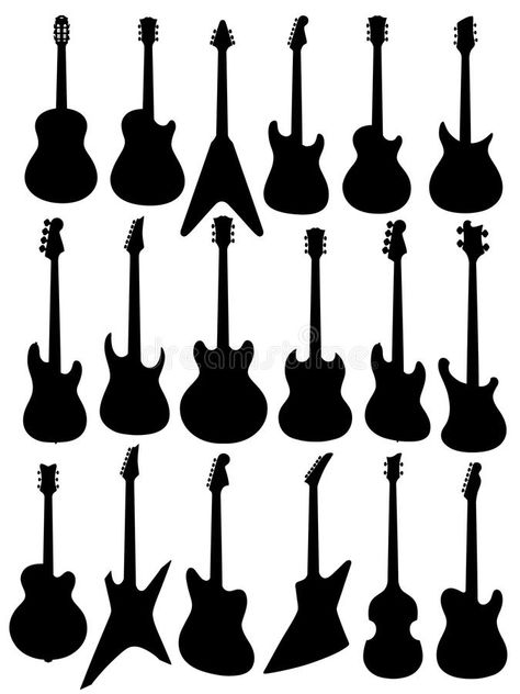 Silhouettes of guitars. Isolated on white background #Sponsored , #Sponsored, #Isolated, #guitars, #Silhouettes, #href, #background Chocolate Showpiece, Sg Guitar, Guitar Illustration, Rock N Roll Party, Wolf Sketch, Guitar Vector, Guitar Logo, Guitar Wall Art, Appreciation Ideas