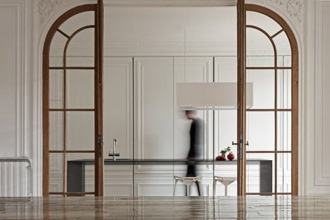 Home 10 by i29 Art Deco Door Frame, Invisible Kitchen, Interior Architects, Window Detail, Marble Floors, 아파트 인테리어, Paris Apartments, Interior Modern, Design Del Prodotto