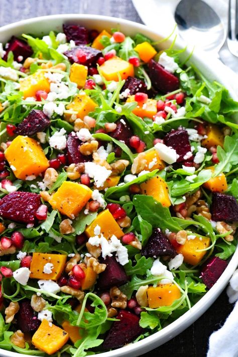 Beets And Butternut Squash, Salad With Beets, Winter Salad Recipes, Butternut Squash Salad, Squash Salad, Butternut Squash Recipes, Best Salad Recipes, Winter Salad, Pinch Me