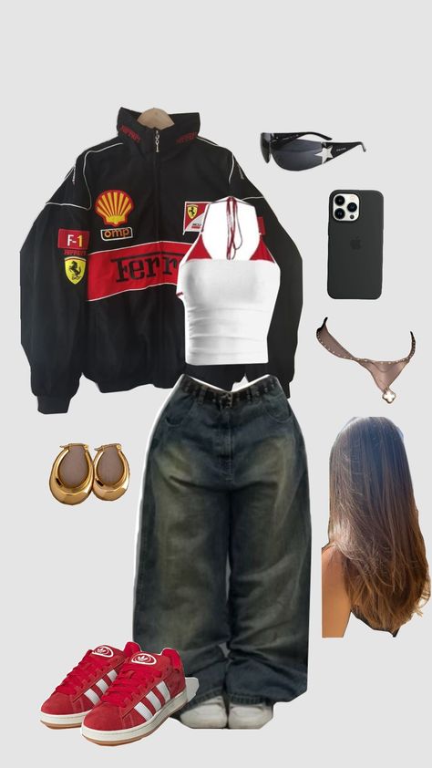 Outfit Ideas 90s Style Hip Hop, Style Inspo Aesthetic Baddie, Outfit Ideas For Short People, Di Your Style Theme, Baggy Streetwear Outfit, Thug Outfits Female, 90 Aesthetic Outfit, Hiphop Outfit Dancers, 2000s Baggy Outfits