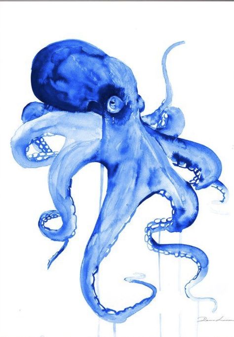 Octopus Watercolor, Octopus Art Print, Octopus Painting, Sea Creatures Art, Sea Life Art, Octopus Art, Watercolor Ocean, Watercolour Inspiration, Watercolor Ideas