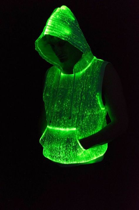 Light Up Hoodie, Dark Hoodie, Unique Hoodies, Sleeveless Hoodie, Fiber Optic, In The Dark, Glow In The Dark, Light Up, Neon