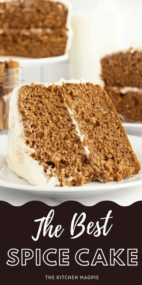 This recipe makes for a spicy, juicy, and rich cake that combines a bunch of different warming spices into a supple, moist, and delectable cake. This spice cake makes a perfect two layer cake or baked up in a 9×13 pan. Smother it in the best cream cheese icing you can find to make the absolute perfect dessert! Best Cream Cheese Icing, Two Layer Cake, Moist Spice Cake, Spice Cake Recipes, Rich Cake, Cake Recipes From Scratch, Decadent Cakes, Spice Cake, Cake With Cream Cheese