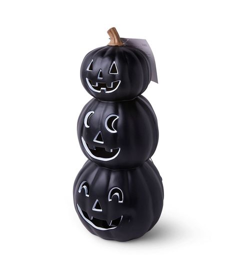 Illuminate Your Outdoor Decor with the 20" Halloween LED Black Stacked Outdoor Jack O Lanterns by Place & TimeGet ready to add a spooky touch to your outdoor decor with the Halloween LED Black Stacked Outdoor Jack O Lanterns by Place & Time This outdoor accent features three stacked jack - o’ - lanterns with cutout eyes and grins, and a black shade that adds a mysterious glow to your home With its LED light, this outdoor decor will create a perfect illuminated display that will leave your neighbors in aweProduct DetailsBrand: Place & TimeDimensions: 85 x 925 x 20 inchesContent: 90% Polypropylene, 5% Acrylonitrile butadiene styrene & 5% Electronic PartsFor indoor useRequires 3 x AA Batteries (not included) Porch Lanterns, Jack O Lanterns, Halloween Facts, Stacked Pumpkins, Halloween Porch, Black Shade, Outdoor Halloween, Halloween Outdoor Decorations, Joanns Fabric And Crafts