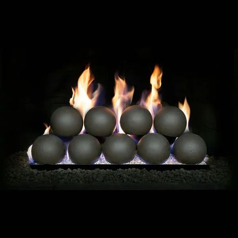 Real Fyre Vented Fireplace Ball Set - 5" | Woodland Direct Sphere Design, Geometric Stone, Gas Log Sets, Ceramic Fiber, Traditional Fireplace, Contemporary Fireplace, Gas Logs, Fire Features, Fire Glass