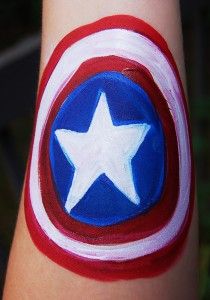 capt shield 4 Funny Face Painting, Football Face Paint, How To Face Paint, Easter Face Paint, Draw A Star, Superhero Face Painting, Pumpkin Face Paint, Mime Face Paint, Face Painting Ideas