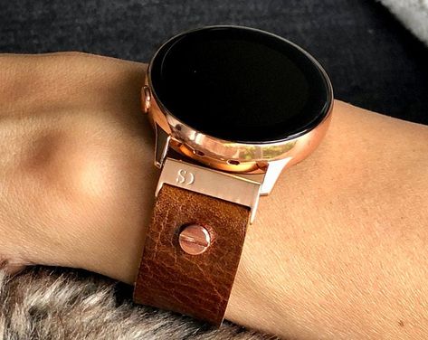 Galaxy Watch Jewelry - Simeon D Studio Gold Watch Band, Gold Galaxy, Samsung Watch, Black Leather Watch, Samsung Galaxy Watch, Rose Gold Band, Brown Leather Strap, Leather Watch Strap, Leather Watch Bands