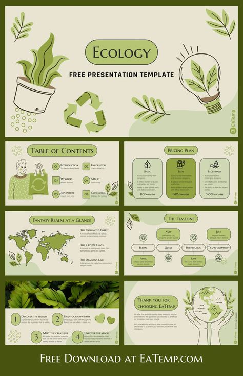 Ecology PPT Presentation Template - Free PowerPoint Templates, Google Slides, Figma Deck And Resume Biology Presentation Design, Research Presentation Design, Cute Google Slides, Slide Presentation Design, Power Point Templates, Slideshow Template, Templates For Powerpoint, Powerpoint Slide Templates, Core Ideas