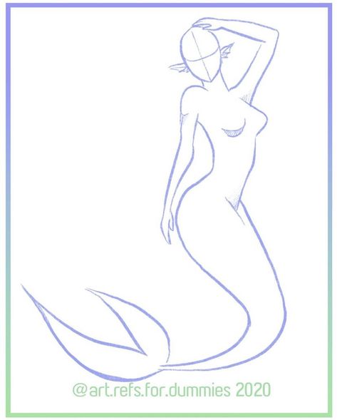 Reference by @art.refs.for.dummies on Instagram Mermaid Drawing Reference, Mermaid Pose Reference, Siren Drawing, Mermaid Base, Art Refs, Mermaid Poses, Mermaid Tail Drawing, Mermaid Drawing, Mermaid Sketch