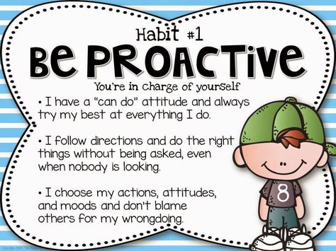 The Leader in Me Posters- Be Proactive 7 Habits Posters, 7 Habits Activities, The Leader In Me, Esol Classroom, Habit 1, Student Leadership, Habits Of Mind, Be Proactive, Seven Habits