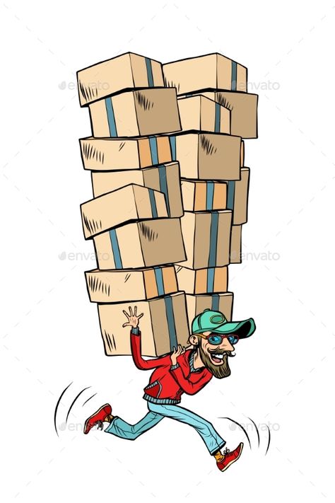 courier with boxes fast delivery of cargo. Comic book cartoon pop art retro illustration vector Pop Art Illustration Retro, Cargo Logo, Cartoon Pop Art, Cartoon Pop, Book Cartoon, Pop Art Retro, Pop Art Illustration, Drawing Tutorial Easy, Courier Service