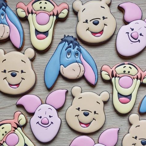 Pooh Bear Cookies Decorated, Winnie The Pooh First Birthday Cookies, Winnie The Pooh Birthday Cookies, Winnie The Pooh Royal Icing Cookies, Winnie The Pooh Cookies Decorated, Winnie Pooh Cookies, Winnie The Pooh Baby Shower Cookies, Pooh Bear Cookies, Cookie Moodboard