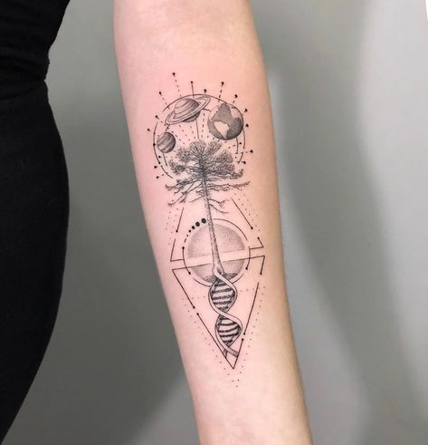 101 Amazing Science Tattoos Ideas That Will Blow Your Mind! | Outsons | Men's Fashion Tips And Style Guides Science Tattoos Biology, Physics Tattoo Ideas, Forarm Tattoos Women Unique, Chemistry Tattoos, Chemistry Tattoo Ideas, Tattoos Science, Geology Tattoo, Tattoos Stars, Philosophy Tattoos