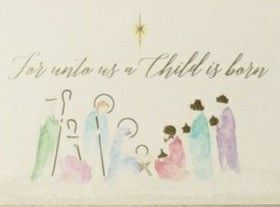 Simple Nativity Card, Simple Nativity Christmas Cards, Watercolor Art Nativity, Christian Christmas Cards Handmade, Xmas Card Craft, Watercolor Nativity, Watercolor Christmas Cards Diy, Nativity Painting, Christian Christmas Cards